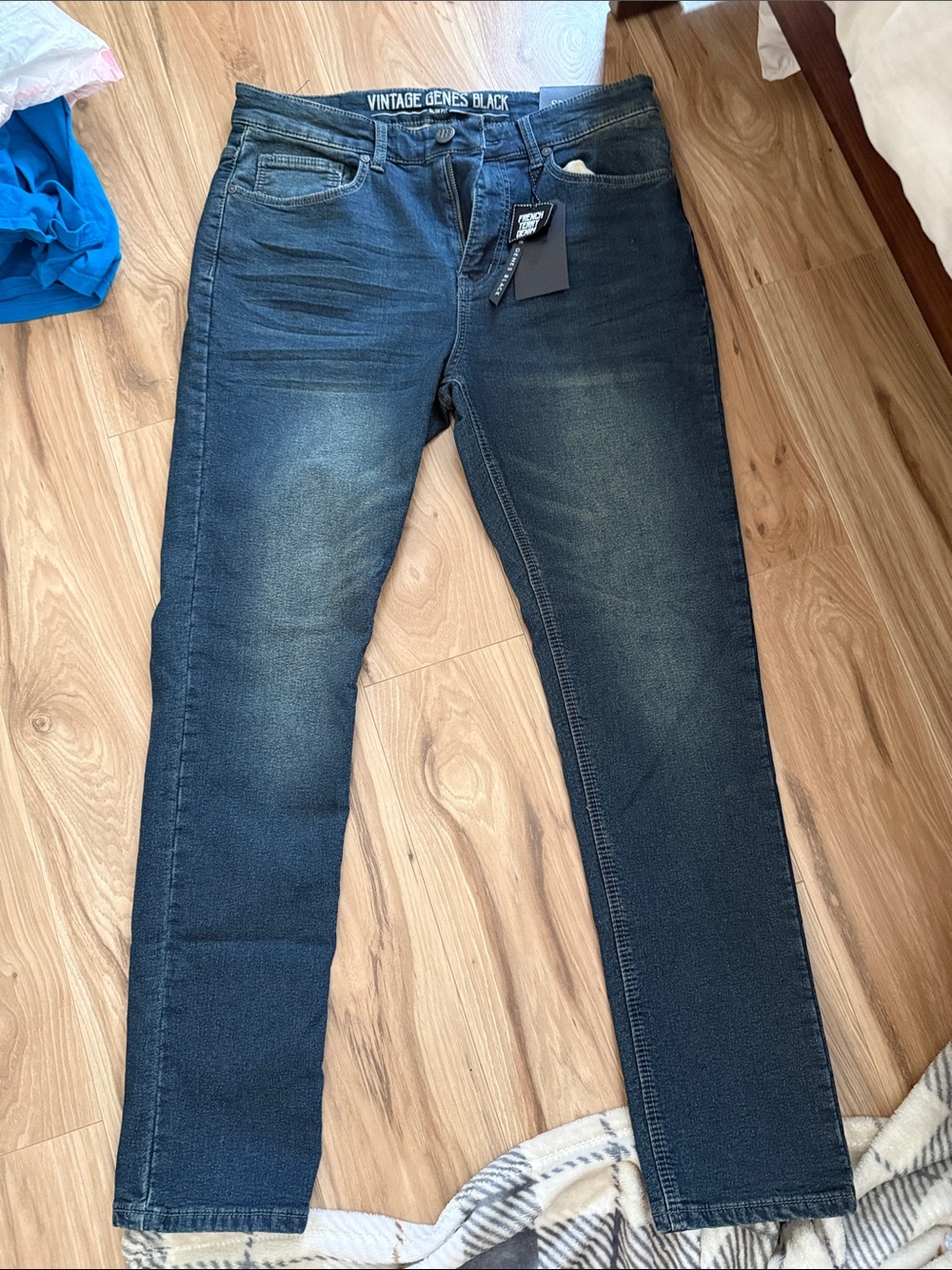 Vintage Genes Black Slim Men’s Jeans - Dark Blue